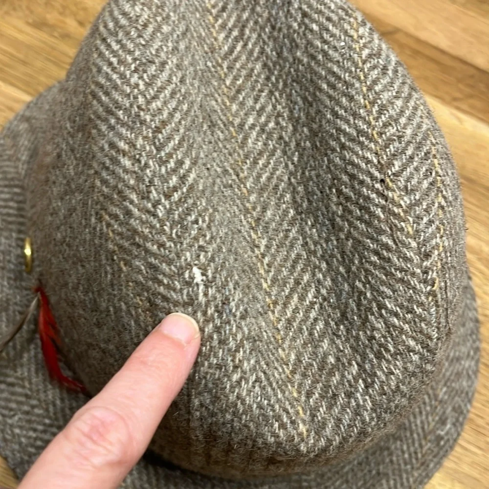 Vintage Hampshire Club Brown Tweed Fedora Hat 100% British Wool Men’s 7 7 1/8